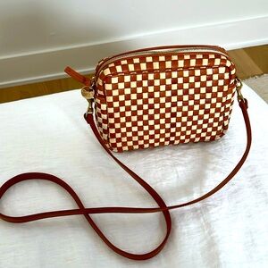 Clare V midi sac in tan and cream checker.  Worn only a few times.